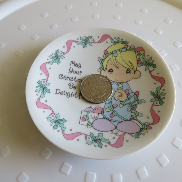 MAY YOUR CHRISTMAS BE DELIGHTFUL 4" Precious Moments 1994 Ceramic Plate - Picture 5 of 6